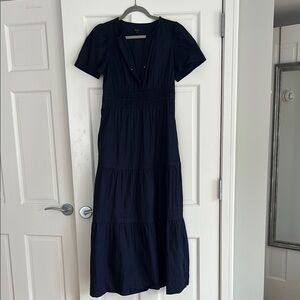 Quince Blue Flutter Sleeve V-Neck